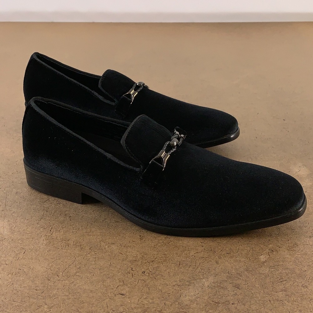 Amali Aller Men's Size 9.5 Black Tuxedo Velvet Slip On Dress Shoes New